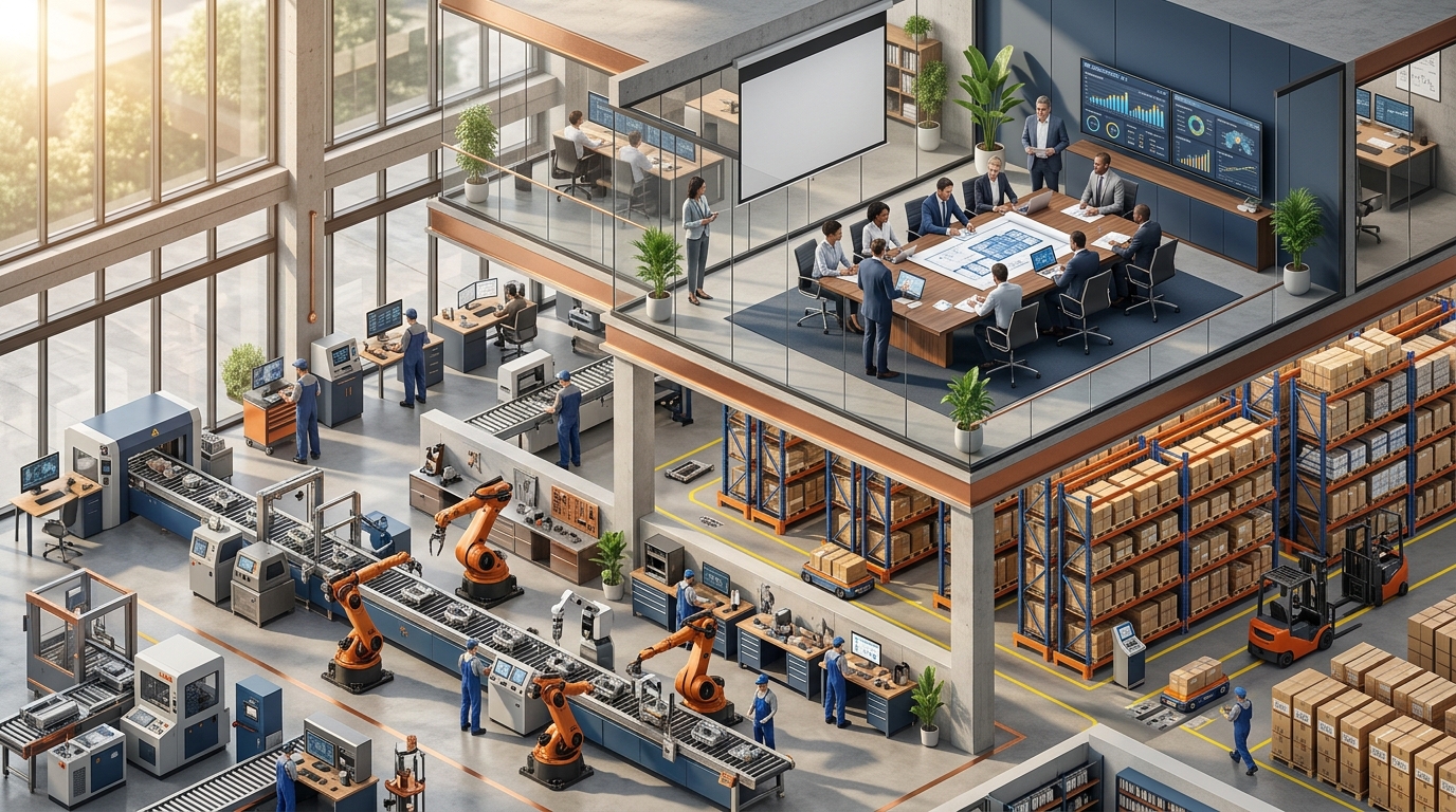 مخطط معماري ثلاثي الأبعاد لمنظومة تخطيط موارد المؤسسات المتكاملة ERP