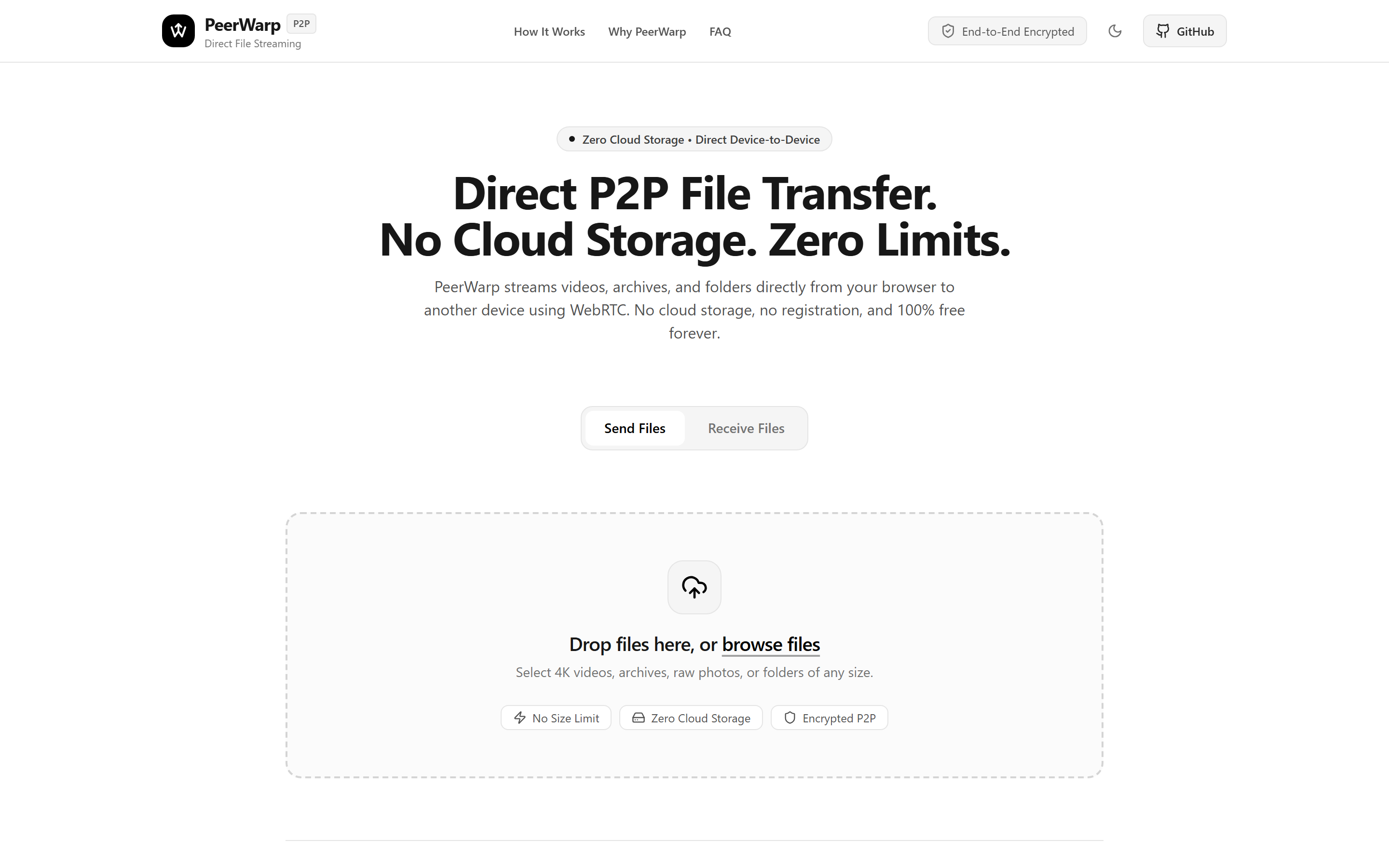 منصة PeerWarp: نقل ومشاركة الملفات الضخمة مباشرة بين الأجهزة والمتصفحات دون وسيط سحابي