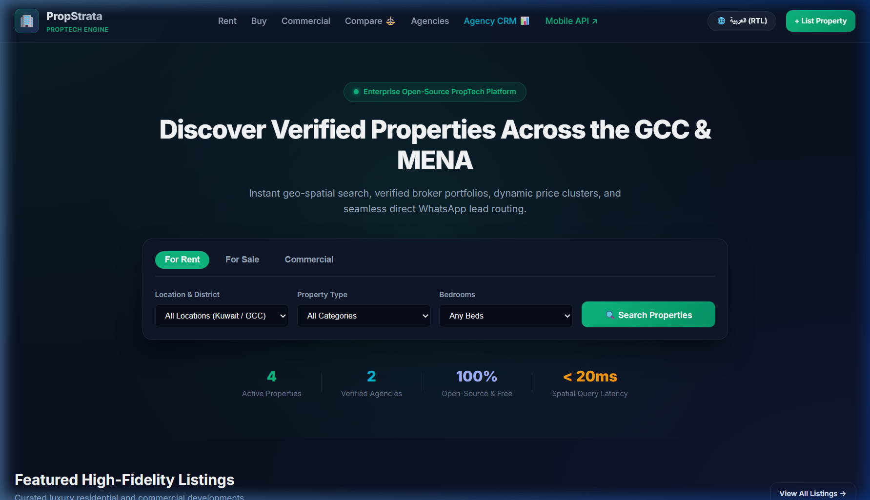 منصة وسوق PropStrata العقاري: محرك البحث المكاني والـ PropTech المفتوح المصدر